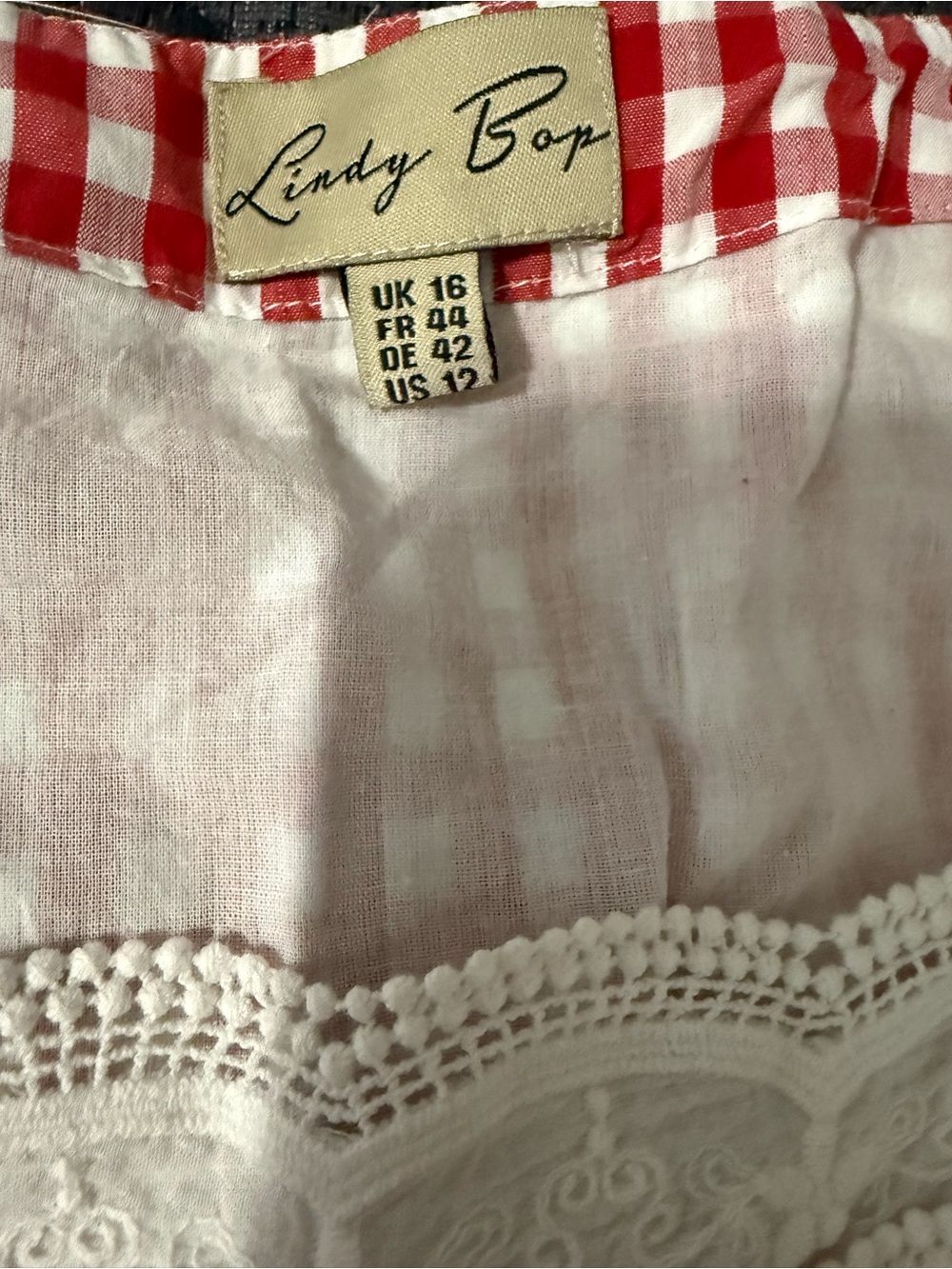 Red Gingham Bow-Front Women’s Dress - Picture 3 of 3